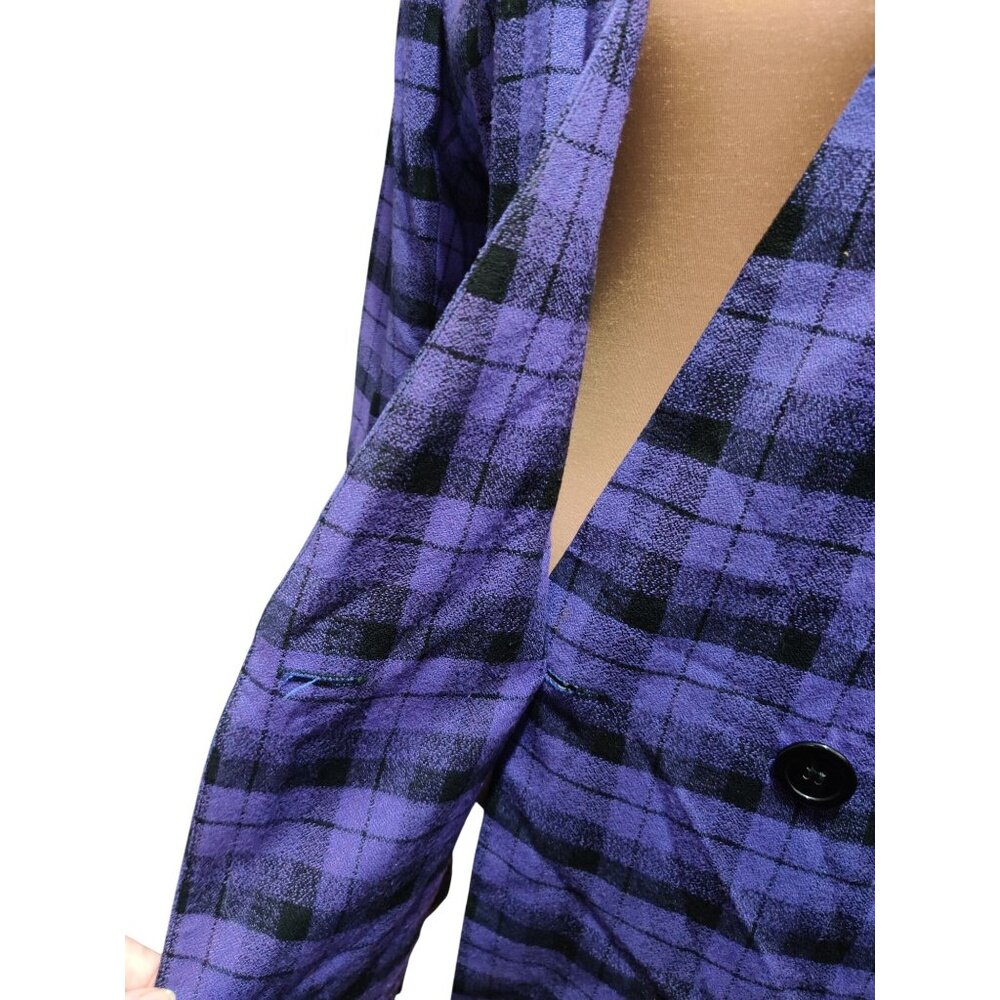 Vintage Chad Stevens 12 Purple Plaid Double Breasted Power Suit Blazer Made USA - Picture 5 of 13